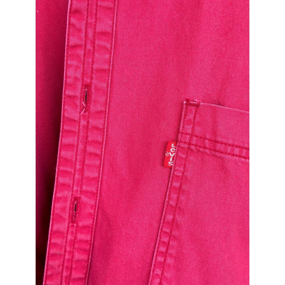 Vintage Levi's Shirt Men's XL Red Denim Metal Button Long Sleeve Brush Popper - Picture 5 of 8